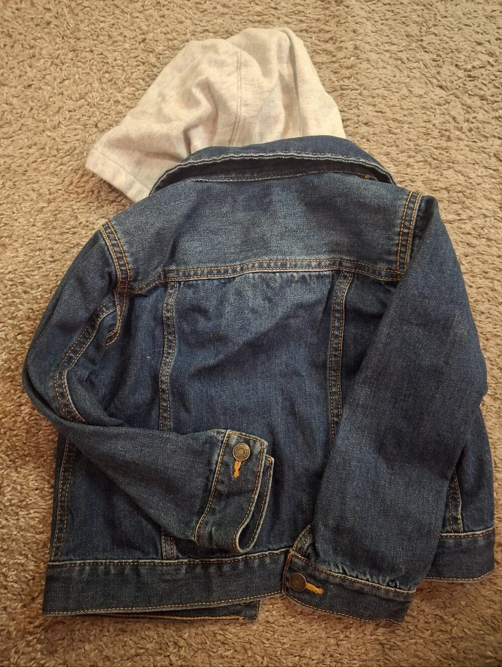 Cute Carter's Denim Jean Jacket with Light Gray Hood and Patch Accents Size 4t